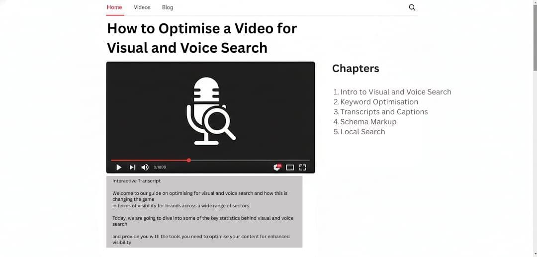 Video Optimisation for Visual and Voice Search Example
