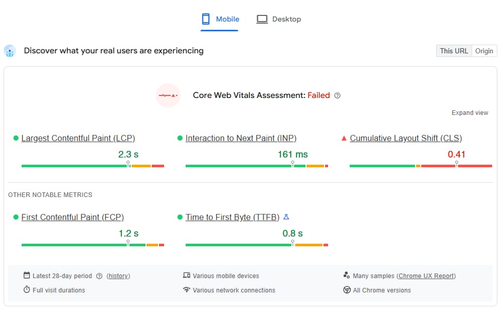 PageSpeed Insights Screenshot October 2026